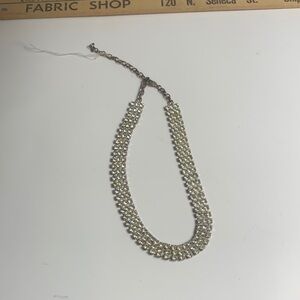 Y2K Silvertone Crystal Choker Necklace